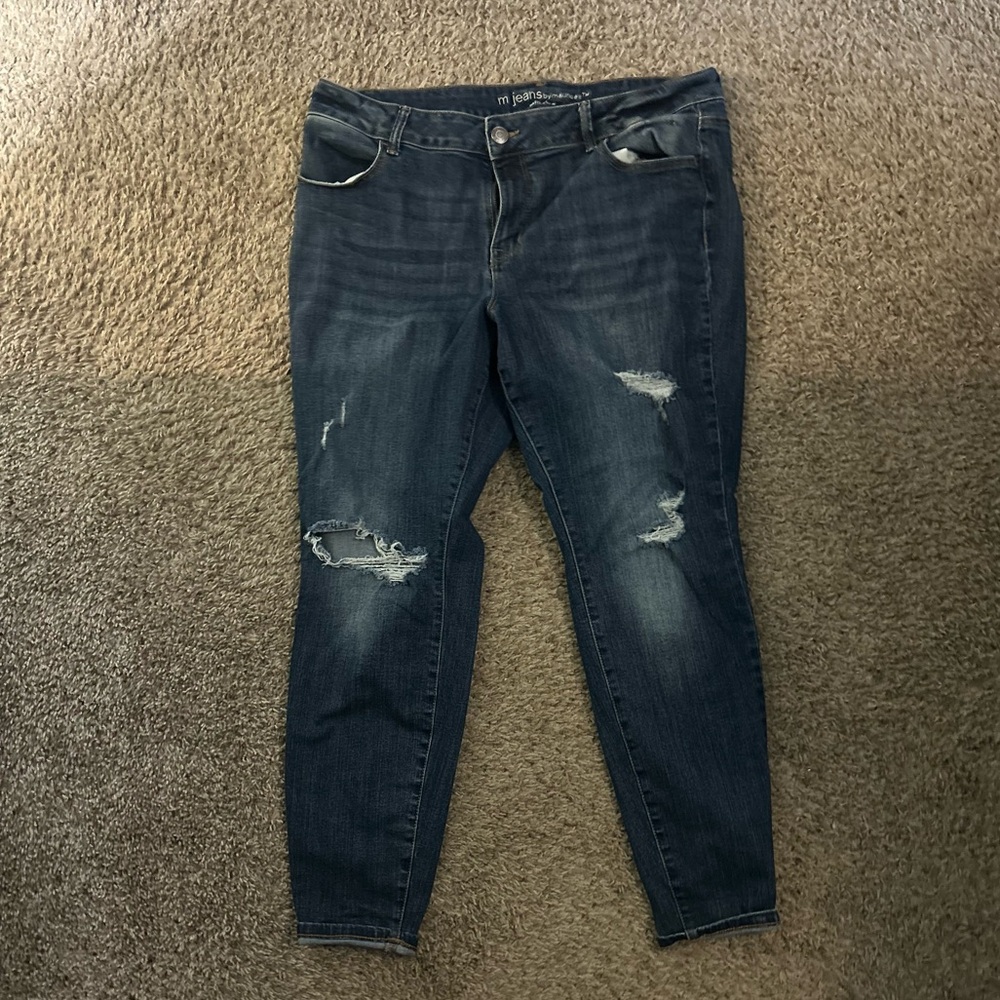 Maurices Dark Blue Distressed Skinny Jeans